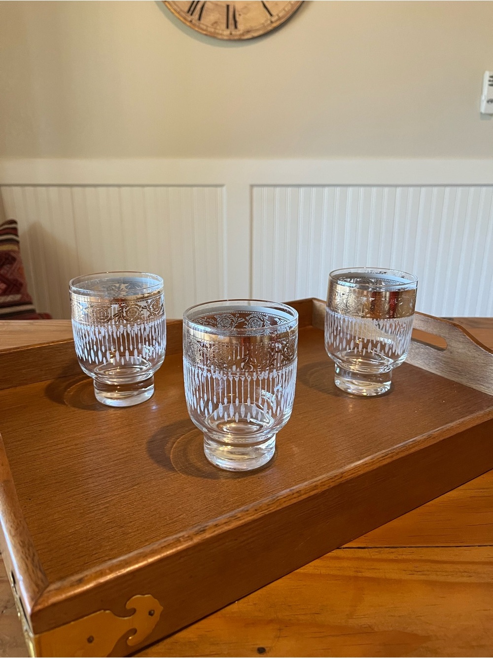 Vintage Culver Tylor 22k MCM Roly-Poly Footed Tumblers - Set of 3